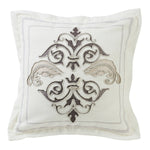 HiEnd Accents Square Outlined Embroidered Design Pillow with Flange