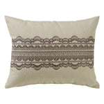 HiEnd Accents Tan Burlap with Grey Scallop Lace Design Pillow