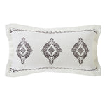 HiEnd Accents Oblong Grey Embroidered Lace Design Pillow with Flange