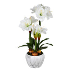 Vickerman FC190311 25" Artificial White Amaryllis Floral Arrangement
