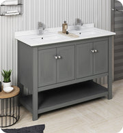 Fresca Manchester Traditional Double Sink Bathroom Cabinet w/ Top & Sinks