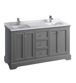 Fresca Windsor Textured Traditional Double Sink Bathroom Cabinet w/ Top & Sinks