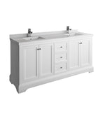 Fresca Windsor Textured Traditional Double Sink Bathroom Cabinet w/ Top & Sinks