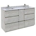 Fresca Formosa 60" Floor Standing Double Sink Modern Bathroom Cabinet w/ Top & Sinks in Ash