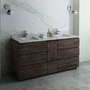 Fresca Formosa Floor Standing Double Sink Modern Bathroom Cabinet w/ Top & Sinks