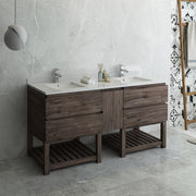 Fresca Formosa Floor Standing Open Bottom Double Sink Modern Bathroom Cabinet w/ Top & Sinks