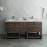 Fresca Formosa Floor Standing Open Bottom Double Sink Modern Bathroom Cabinet w/ Top & Sinks