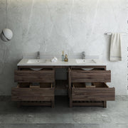 Fresca Formosa Floor Standing Open Bottom Double Sink Modern Bathroom Cabinet w/ Top & Sinks