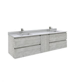 Fresca Formosa 70" Wall Hung Double Sink Modern Bathroom Cabinet in Ash