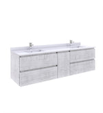 Fresca Formosa 70" Wall Hung Double Sink Modern Bathroom Cabinet in Rustic White