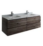 Fresca Formosa Wall Hung Double Sink Modern Bathroom Cabinet w/ Top & Sinks