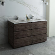 Fresca Formosa Floor Standing Double Sink Modern Bathroom Cabinet w/ Top & Sinks