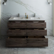 Fresca Formosa Floor Standing Double Sink Modern Bathroom Cabinet w/ Top & Sinks