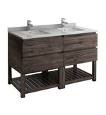 Fresca Formosa 58`` Floor Standing Open Bottom Double Sink Modern Bathroom Cabinet