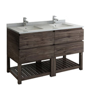 Fresca Formosa Floor Standing Open Bottom Double Sink Modern Bathroom Cabinet w/ Top & Sinks