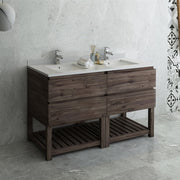 Fresca Formosa Floor Standing Open Bottom Double Sink Modern Bathroom Cabinet w/ Top & Sinks