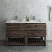 Fresca Formosa Floor Standing Open Bottom Double Sink Modern Bathroom Cabinet w/ Top & Sinks