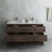 Fresca Formosa Floor Standing Open Bottom Double Sink Modern Bathroom Cabinet w/ Top & Sinks