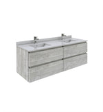 Fresca Formosa 58" Wall Hung Double Sink Modern Bathroom Cabinet in Ash