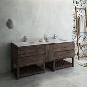 Fresca Formosa Floor Standing Open Bottom Double Sink Modern Bathroom Cabinet w/ Top & Sinks