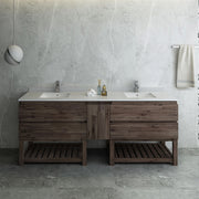 Fresca Formosa Floor Standing Open Bottom Double Sink Modern Bathroom Cabinet w/ Top & Sinks