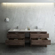 Fresca Formosa Floor Standing Open Bottom Double Sink Modern Bathroom Cabinet w/ Top & Sinks