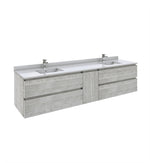 Fresca Formosa 84" Wall Hung Double Sink Modern Bathroom Cabinet w/ Top & Sinks in Ash