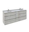 Fresca Formosa 84" Floor Standing Double Sink Modern Bathroom Cabinet w/ Top & Sinks in Ash