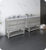 Fresca Formosa 84" Floor Standing Open Bottom Double Sink Modern Bathroom Cabinet w/ Top & Sinks in Ash