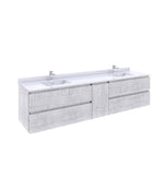 Fresca Formosa 84" Wall Hung Double Sink Modern Bathroom Cabinet w/ Top & Sinks in Rustic White
