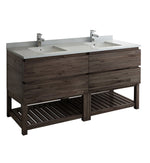 Fresca Formosa Floor Standing Open Bottom Double Sink Modern Bathroom Cabinet w/ Top & Sinks