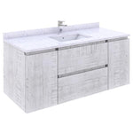 Fresca Formosa 48" Wall Hung Modern Bathroom Cabinet w/ Top & Sink in Rustic White