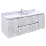 Fresca Formosa 54" Wall Hung Modern Bathroom Cabinet w/ Top & Sink in Rustic White