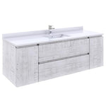 Fresca Formosa 60" Wall Hung Single Sink Modern Bathroom Cabinet w/ Top & Sink in Rustic White