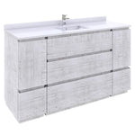 Fresca Formosa 60" Floor Standing Single Sink Modern Bathroom Cabinet w/ Top & Sink in Rustic White