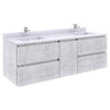 Fresca Formosa 60" Wall Hung Double Sink Modern Bathroom Cabinet w/ Top & Sinks in Rustic White