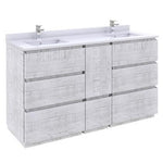 Fresca Formosa 60" Floor Standing Double Sink Modern Bathroom Cabinet w/ Top & Sinks in Rustic White