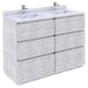 Fresca Formosa 48" Floor Standing Double Sink Modern Bathroom Cabinet w/ Top & Sinks in Rustic White