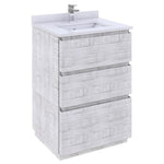 Fresca Formosa 24" Floor Standing Modern Bathroom Cabinet w/ Top & Sink in Rustic White