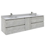 Fresca Formosa 72" Wall Hung Double Sink Modern Bathroom Cabinet w/ Top & Sinks in Ash