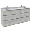 Fresca Formosa 72" Floor Standing Double Sink Modern Bathroom Cabinet w/ Top & Sinks in Ash