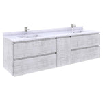 Fresca Formosa 72" Wall Hung Double Sink Modern Bathroom Cabinet w/ Top & Sinks in Rustic White