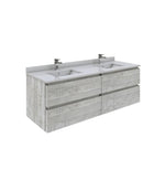 Fresca Formosa 60" Wall Hung Double Sink Modern Bathroom Cabinet w/ Top & Sinks in Ash