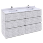 Fresca Formosa 60" Floor Standing Double Sink Modern Bathroom Cabinet w/ Top & Sinks in Rustic White