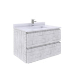 Fresca Formosa 30" Wall Hung Modern Bathroom Cabinet w/ Top & Sink in Rustic White