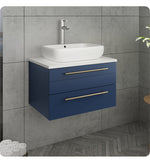 Fresca Lucera 24" Royal Blue Wall Hung Modern Bathroom Cabinet w/ Top & Vessel Sink