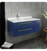 Fresca Lucera 36" Royal Blue Wall Hung Modern Bathroom Cabinet w/ Top & Undermount Sink - Left Version