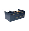 Fresca Lucera 36" Royal Blue Wall Hung Vessel Sink Modern Bathroom Cabinet - Right Version