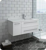 Fresca Lucera Wall Hung Modern Bathroom Cabinet w/ Top & Undermount Sink - Right Version