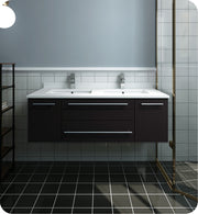 Fresca Lucera Wall Hung Modern Bathroom Cabinet w/ Top & Double Undermount Sinks